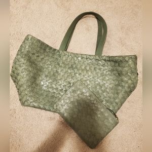 Madewell woven tote and wallet set